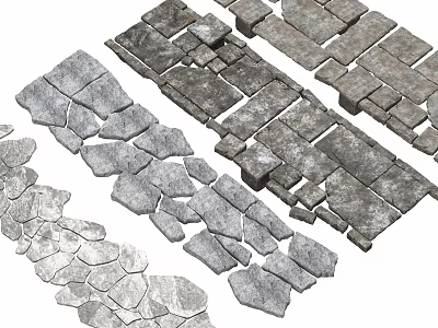 Gray Stone Stepping Stones For Outdoor Garden Landscape Design With Various Arrangements 3d model