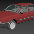 Red Volkswagen Classic Sedan Car With Black Trim And Chrome Details