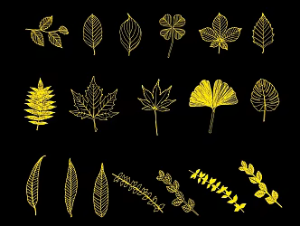 Modern plant tree leaf graphic pattern silhouette 3d model