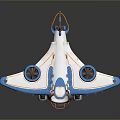 Futuristic Blue And White Aircraft With Transparent Cockpit Orange Accents And Wheels