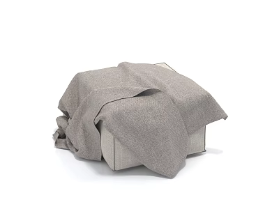 Gray Linen Fabric Covered Stool with Soft Texture and Modern Design 3d model