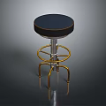 Modern Round Bar Stool With Black Upholstered Seat And Gold Metal Frame