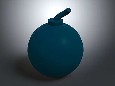 Detailed Blue Round Weapon Bomb Featuring Fuse And Smooth Surface Design 3d model