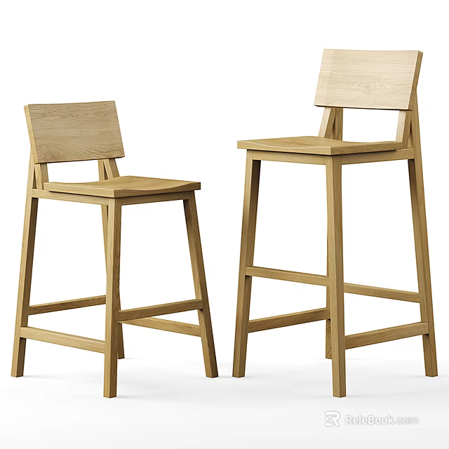 Wooden Bar Stools With Simple Design And Different Heights For Home Bar Use 3d model 