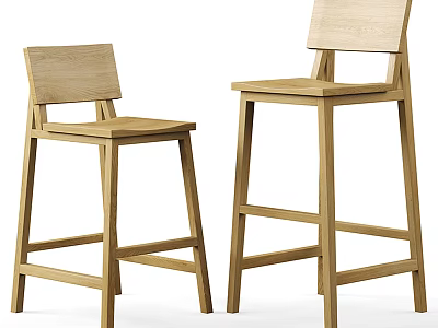 Wooden Bar Stools With Simple Design And Different Heights For Home Bar Use 3d model