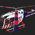 Patriotic Themed Helicopter With Red White Blue Stripes Stars And Outta The Cage Graphic