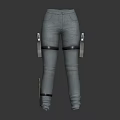 Trendy Light Blue Skinny Fit Jeans With Thigh Straps And Holsters Detail Design