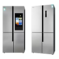 Two French Door Stainless Steel Refrigerators With Smart Display Panel Modern Design