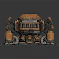 Orange Black Metal Mechanical Equipment With Circular Top And Multiple Support Legs