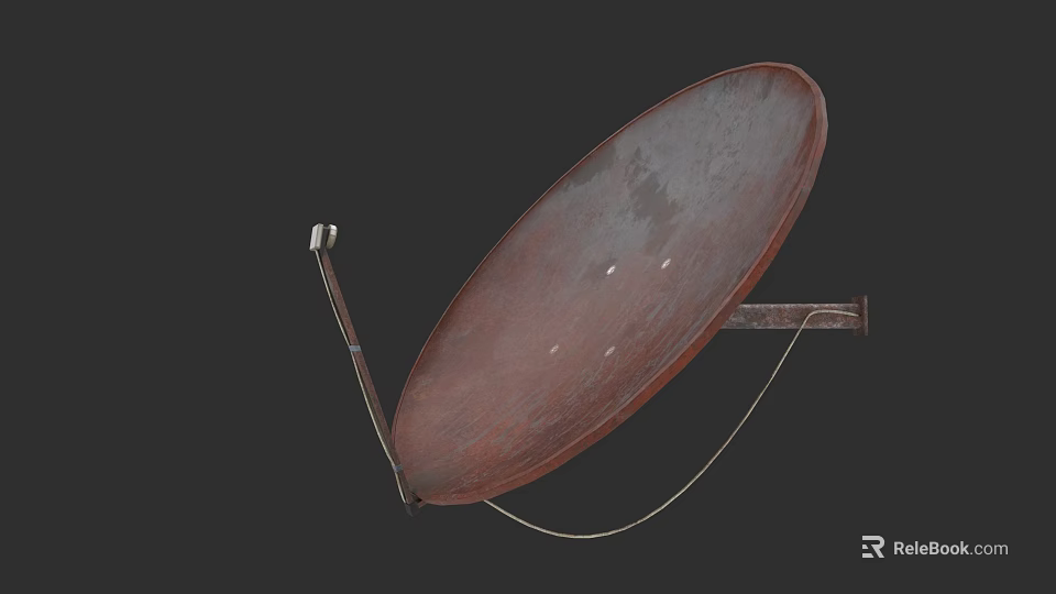 Television With Rusty Satellite Dish Metal Bracket And Cable For Signal Reception 3d model 