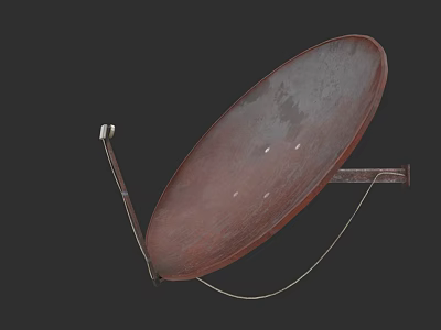 Television With Rusty Satellite Dish Metal Bracket And Cable For Signal Reception 3d model