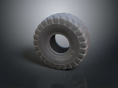 3D Rendered Heavy Duty Tire With Deep Tread Pattern Gray Color And Reflective Surface 3d model