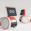 Smart Robot Design With Screen Wheels Red White And Eye Patterns 3d model