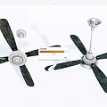 Two Modern Ceiling Mounted Air Conditioner Fans With Dark Blades And White Base