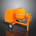 Orange Mobile Concrete Mixer Utility Vehicle With Drum And Wheels