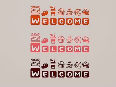 Colorful Hanging Decoration With Welcome Sign And Food Icons Cake Bread Coffee 3d model