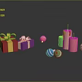 Festive Household Decor Items With Colorful Gift Boxes Christmas Balls And Candles