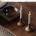Elegant Candle Lamps On Wooden Table With Open Book And Warm Glow