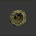 Sculpture Carving Of Ancient Ceramic Jar With Broken Rim Textured Surface Patina