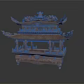 Traditional Chinese Wooden Architectural Pavilion With Multi tiered Structure Carved Decorations Flying Eaves And Bell