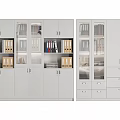 Modern White Bookcase With Glass Doors Drawers And Storage For Folders Books