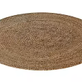 Natural Woven Brown Round Rug With Concentric Textured Patterns For Living Room Decor