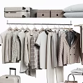 Hanging Clothes With Various Styles And Accessories Like Bags And Shoes