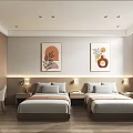 Modern Apartment Interior Design With Loft Bed Sofa Coffee Table And Paintings 3d model