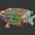 Fantasy Spacecraft Design With Double Airships Green Accents And Wing Structures