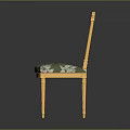 Elegant Golden Frame Leisure Chair With Harp Shaped Backrest Green Floral Pattern Seat Cushion
