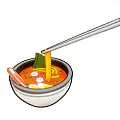 Delicious Ramen Bowl With Soft Boiled Eggs Sliced Meat Vegetables And Chopsticks Holding Noodles