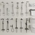 Various Shower Head Styles Including Handheld Overhead And Mounting Parts With Bathroom Toilet