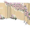 Elegant Wedding Backdrop Setup With Pink Purple Flowers And Floral Decorations