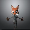 Cute 3D Cartoon Fox Wearing Formal Suit And Tie With Open Arms Pose