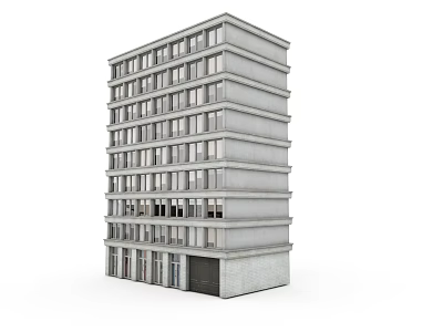 Modern Multi Storey Concrete Building With Large Windows And Ground Floor Entrance 3d model