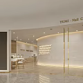 Modern Nail Salon Interior Design With Product Display Wall And Elegant Lighting 3d model