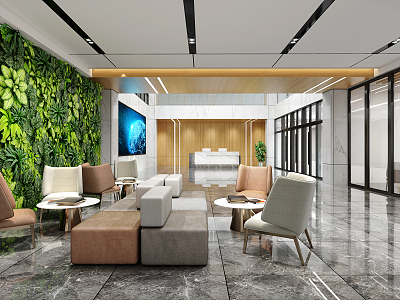 Modern Hall Corporate Lobby 3d model