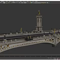 Ornate Bridge With Decorative Lamps Statue And Arch Structure Design