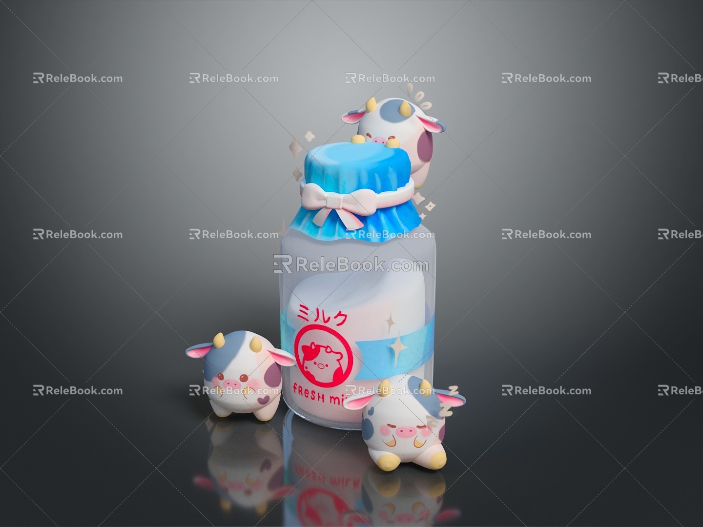 Modern Milk Bottle Cartoon Milk Cartoon Cow 3d model