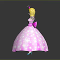Princess In Sparkly Pink Dress With Blonde Hair Bow And Arms Outstretched