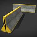 Concrete Road Barriers with Yellow Edges and Gray Surface for Traffic Safety