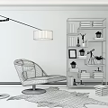 Modern Bookshelf 3d model
