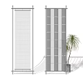 Modern Partitions With Metal Frames Grid And Vertical Slat Designs And Potted Palm Plant