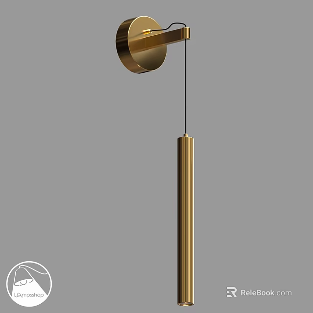 Golden Modern Wall Lamp With Sleek Hanging Design And Elegant Structure 3d model 