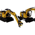 CAT Construction Excavators Tracked And Wheeled Yellow Black Heavy Duty Machines