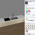 Modern Black Kitchen Sink With Drainer And Faucet On White Countertop And Gray Wall