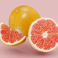 Fresh Ripe Grapefruit With Whole Fruit And Sliced Juicy Flesh On Pink Background