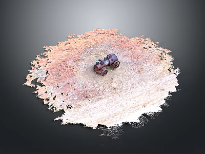 Small Red Equipment In Central Circular Area With Pink White Covering And Black Background 3d model
