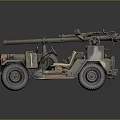 Vintage Military Utility Vehicle With Mounted Cannon And Rugged Off Road Design