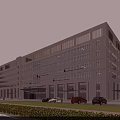 Modern Hospital Building With Glass Facade Main Entrance And Parked Cars